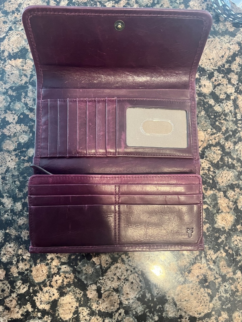 Frye Plum Leather Trifold Wallet - Picture 3 of 7